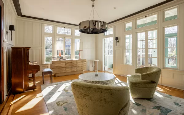 Forest Ave - living space remodel with natural light and wood floors