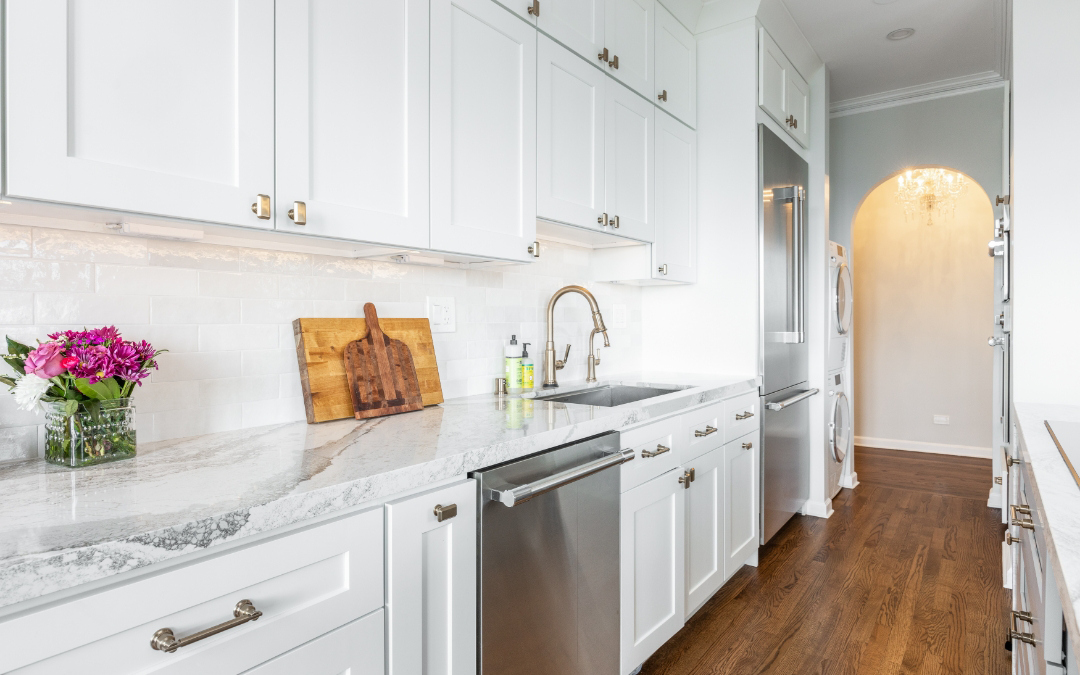 Green St - kitchen remodel with white cabinets and new sink