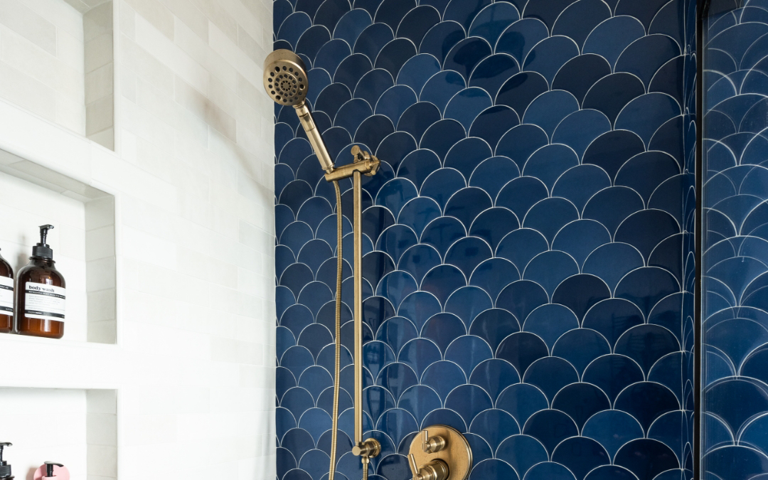 Green St - bathroom remodel with blue tile shower