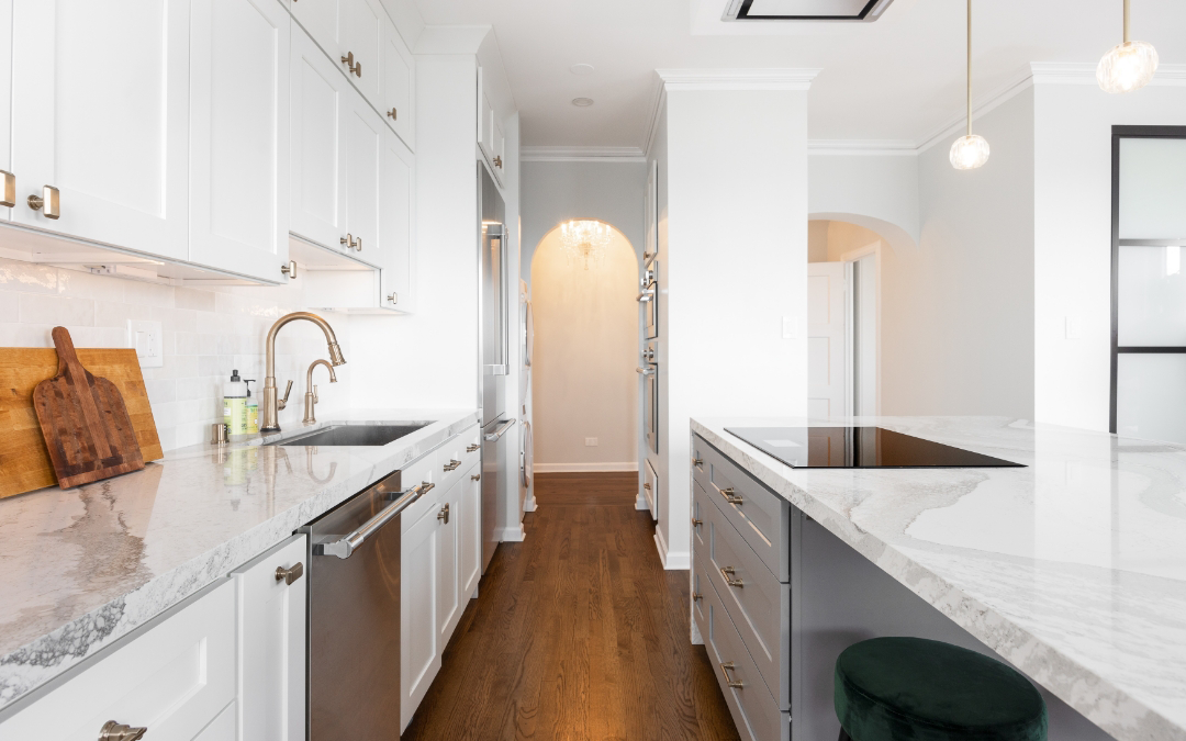 Green St - modern kitchen remodel with white cabinets and new sink