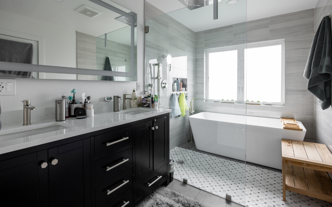Folkstone - bathroom remodel with large bathtub and tile